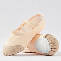 Ballerines classiques Tan et blanches chaussures de danse de ballet en toile marron pour femmes, filles et enfants