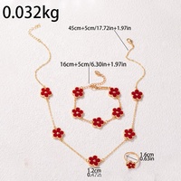 Ensemble de 3 pièces : Collier long, bracelet et bague à motif floral – Parures de bijoux de marque de créateur tendance pour femmes – Fournisseurs avec assurance commerciale