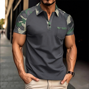 Camiseta de Manga Corta para Hombre, Personalizada, con Estampado de Camuflaje, Tejido de Punto, Transpirable, Informal, con Bolsillo - Product Image 6