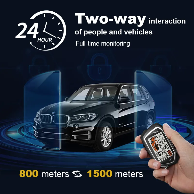 SPY 2023 smart key engine start universale 2 vie sistema di allarme per auto telecomando LCD smart key