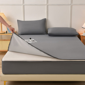 Nouveau 2026 <span class=keywords><strong>Drap</strong></span>-<span class=keywords><strong>housse</strong></span> simple couleur unie 100% coton brut vieilli, avec fermeture éclair intégrale et couche rafraîchissante, pour la maison et l'hôtel - Product Image 6