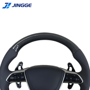Volante de Cuero Negro Cosido a <span class=keywords><strong>Mano</strong></span> para <span class=keywords><strong>Audi</strong></span> A3 A4 A5 A6 Q3 Q5 Q7 Q8 TT TTS C6 C8 S6 S7 B8 B8.5 B9 S3 S4 S5 Q2 Q3 A7 B6 - Product Image 5