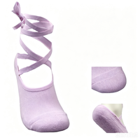 Chaussettes invisibles à bande enveloppante de couleur unie, 100% coton, pour la danse classique, le Pilates, antidérapantes, pour femmes, avec logo personnalisé