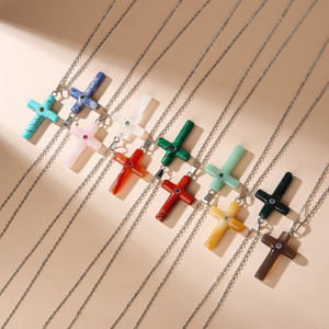 Kalung klasik sederhana bentuk silang dengan batu alam dan zirkon berwarna rantai Mewah Trendi untuk pernikahan dan pesta - Product Image 1