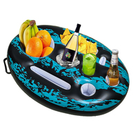 Plateau de service gonflable flottant noir en PVC, pliable, rafraîchissant, écologique, durable, portable, polyvalent, premium, pour vin