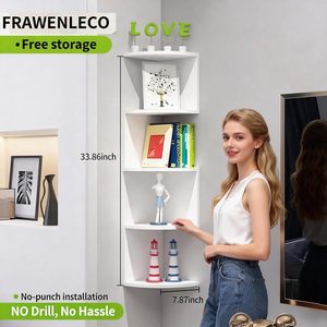 Modern No-Drill Corner <strong>Shelf</strong> Wall Mount 5-Tier Floating Bookshelf Hooks Space-Saving <strong>Zigzag</strong> Plant <strong>Shelf</strong> Bedroom - Product Image 2