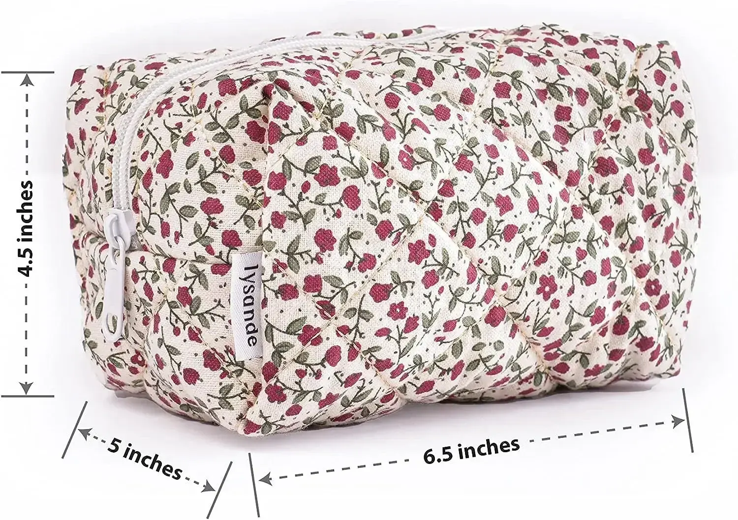 Storage Organizer Floral Puffy Quilted Makeup Bag Flower Printed Cosmetic Pouch Large Travel Cosmetic Bag