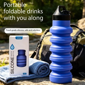 Botella de Agua Plegable a Prueba de Fugas, Botella Deportiva Plegable Reutilizable de Silicona para Viajes al Aire Libre, Gimnasio, Campamento, <span class=keywords><strong>Senderismo</strong></span> - Product Image 2