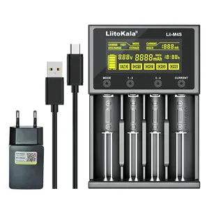 LiitoKala Lii-M4S sạc pin và 5V 2A thiết lập cho 18650 26650 21700 AA nút cảm ứng LCD hiển thị kiểm tra dung lượng pin