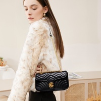 A-257 Nouvelle Collection Sac à Main Femme en Cuir de Vachette Pleine Fleur Haut de Gamme, Matelassé, Chaîne Géométrique, Tendance