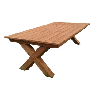 Luxury Modern Design Solid Teak Wood X Leg <b>Dining</b> Outdoor Table 2.5m Long Garden Furniture for Hotels and Farmhouses - Product Image 1