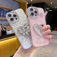 Coque de téléphone portable de luxe avec motif d'amour de diamant pour iPhone 15/14/13 16promax en TPU