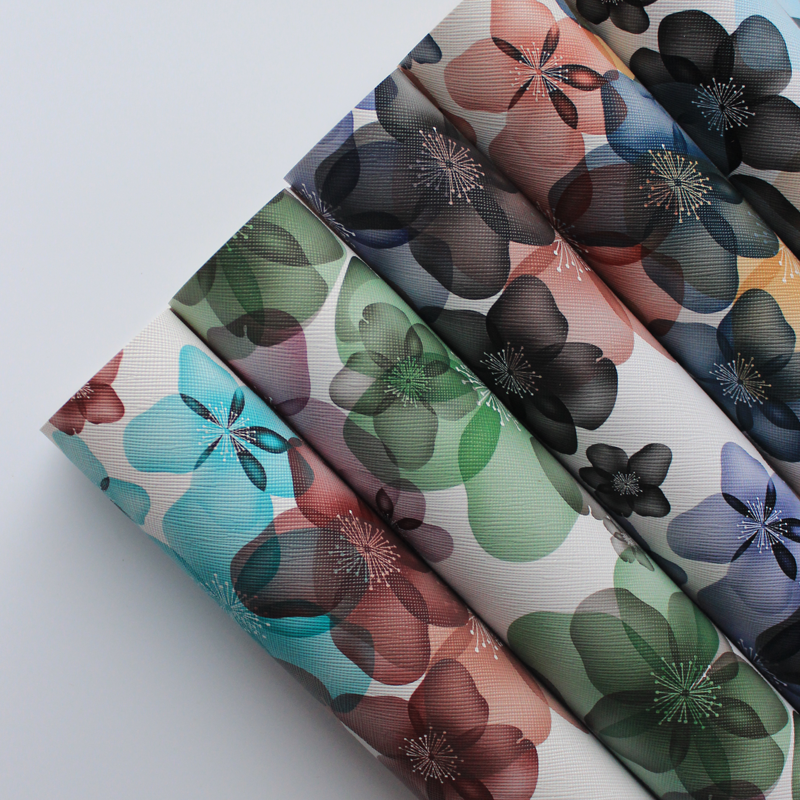 Floral Digital Printed High Quality 0.9mm Pattern Faux Leather Custom PVC Synthetic Leather For Bag Decoration Upholstery