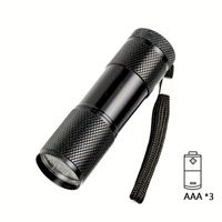 WOSEN Tragbare Wasserdichte Mini 9-LED UV-Taschenlampe IP55-Schutzklasse Aluminiumlegierung Gehäuse Banknotenprüf-Funktion 395nm UV-Licht