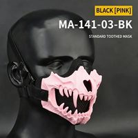 Masque facial Cyberpunk Skull Fang pour moto - Protection en maille en plastique ABS respirant avec sangles réglables pour les motards de rue