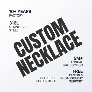 Collier chaîne minimaliste personnalisé en acier inoxydable/plaqué or/laiton/alliage <span class=keywords><strong>de</strong></span> zinc avec pendentif sur mesure – Tous designs possibles - Product Image 1