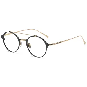 YD-KJ30 Pure Titanium Glasses round Optical Frame Eyewear Resin Eyeglasses Prescription Optical Lens Gafas Para Hombre