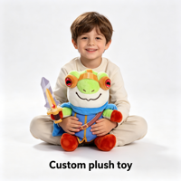 Jouet en peluche grenouille guerrière personnalisé OEM/ODM, jouet en peluche grenouille à cape de dessin animé, jouet en peluche grenouille au design de dessin animé