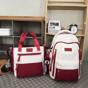 Ensemble de sacs à dos étudiant en nylon imperméable à la <span class=keywords><strong>mode</strong></span> avec fermeture à glissière élégante pour lycéennes avec sac à main - Product Image 2