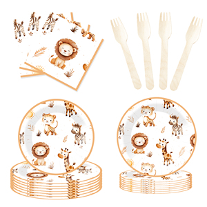 DAMAI Nuevo Juego de Vajilla Desechable con Temática de Animales de la Selva, Platos, Vasos y Servilletas de Papel para Fiestas - Product Image 3