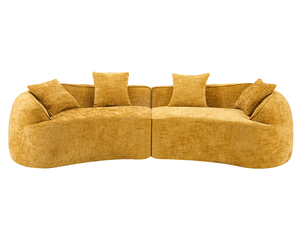 <b>Yellow</b> Curved Compressed Sofa Set Modern Nordic-style Sectional Design with <b>Sponge</b> Filling Modular for Living Room Comfort - Product Image 5