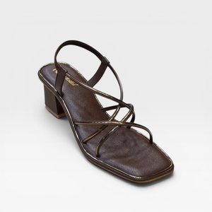 Sandales élégantes marron à talon carré et brides pour femme, chaussures de mode à bout ouvert, idéales pour les soirées et le quotidien, talons confortables - Product Image 1