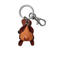 Porte-clés Lapin en Cuir Pleine Fleur Véritable, Écologique, Personnalisé, Découpé en une seule pièce, 3D, Mignon, Breloque de Sac pour Enfants