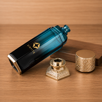 Kit de flacon de parfum haut de gamme avec logo personnalisé, flacon transparent ambré bleu rouge dégradé, bouchon doré en relief