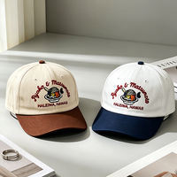 Gorra de Béisbol Personalizada al por Mayor, 100% Algodón, con Logotipo Bordado a Mano, de Alta Calidad, 6 Paneles, Diseño de Frutas en Dos Tonos, Popelina