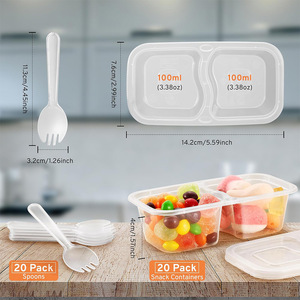 Double Compartment Snack Containers with Sauce Cups Lids Compact Travel Food <b>Storage</b> <b>Boxes</b> for Friends Adults - Product Image 6