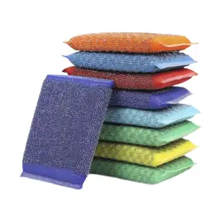 Kitchen Used Dish Washing Sponge Microfiber Fiber Multifunctional Double-sided Cleaning Pad Scouring Pad