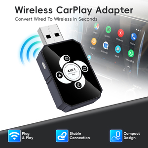 Adaptador CarPlay 4 en 1 conmutable, adaptador CarPlay con botón manual, CarPlay inalámbrico, Android Auto - Product Image 1