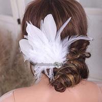 Serre-tête Fascinator à Plumes pour Femme, Coiffe de Mariée, Chapeau pour Mariage, Cocktail, Tea Party, Accessoire Cheveux pour Déguisement Derby Gatsby