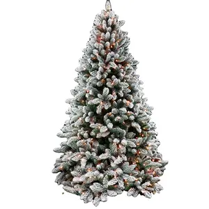 高级 PVC 植绒圣诞树预点燃带灯的雪圣诞树