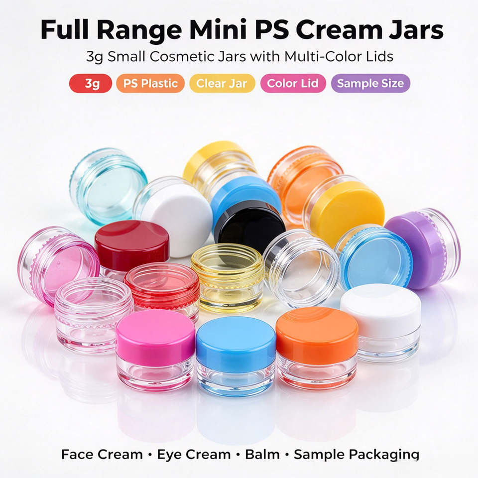 Sampling Pot 3g PS Plastic Mini Cosmetic Cream Jar 30x16mm Small Round Sample Pot ...