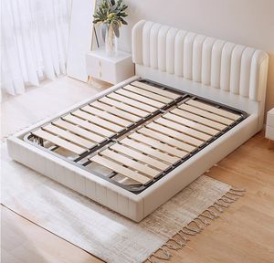 โครงเตียงแบบนุ่มสไตล์นอร์ดิกหรูหรา ดีไซน์เรียบง่ายทันสมัย เหมาะสำหรับอพาร์ทเมนต์ขนาดเล็ก เตียงเดี่ยว เตียงคู่ เตียงใหญ่ พร้อมฟองน้ำ เฟอร์นิเจอร์สำหรับบ้าน - Product Image 3