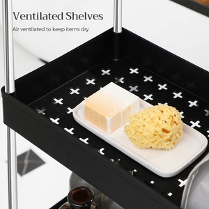 Carrello portaoggetti sottile <span class=keywords><strong>scaffale</strong></span> da cucina a 4 livelli su ruote carrello stretto <span class=keywords><strong>Mobile</strong></span> con piano in legno per <span class=keywords><strong>bagno</strong></span> - Product Image 4