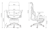 Chaise de bureau ergonomique minimaliste en maille avec soutien lombaire indépendant, accoudoirs rotatifs à 360 degrés, cadre en aluminium pour bureau à domicile