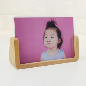 New design becch photo frames mounted 6 inch 7 inch U woden stand with acrylic board picture frame for home decor