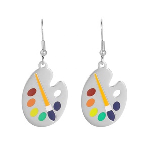 <strong>Aesthetic</strong> Color Palette Dangle <strong>Earrings</strong> Stainless Steel Fashion Artistic Paint Plate Pendant Drop <strong>Earrings</strong> Jewelry Gift - Product Image 6