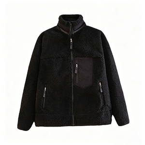 Custom Logo <b>Winter</b> Slim Casual Fleece Jacket Finished Splice Pocket Stand Collar <b>Warm</b> Polar Fleece Unisex <b>Coat</b> - Product Image 5
