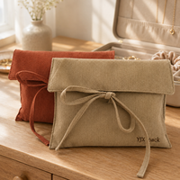 Pochette en velours côtelé doux avec nœud papillon, sac de rangement pour bijoux (boucles d'oreilles, colliers, bagues), logo personnalisé imprimé
