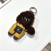 Porte-clés Chien Teddy Adorable en Cuir PU, Breloque de Sac Chiot, Mini Ornement Décoratif pour Sac Bandoulière, Sac à Dos, Sac à Main, Cadeau pour Femmes et Filles