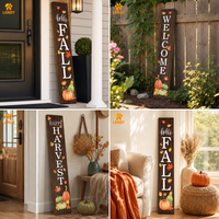 Panneau de bienvenue rustique en bois pour porche, décoration d'automne pour Thanksgiving, plaque à suspendre ou à poser pour la porte d'entrée