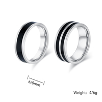 Cincin baja tahan karat 6/8MM cincin tunggal emas perak dua atau tiga Slot hitam minyak Laser Logo cincin jari baja tahan karat perhiasan 851