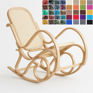 Chaise à bascule en bois courbé avec dossier en rotin, cadre en bois massif et design incurvé élégant Vente en gros directe d'usine - Product Image 6