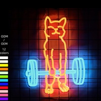 Enseigne néon LED « Strong Weightlifting Cat » – Décoration murale amusante et motivante pour salle de sport, maison, bureau et salles de musculation, couleurs personnalisées en acrylique