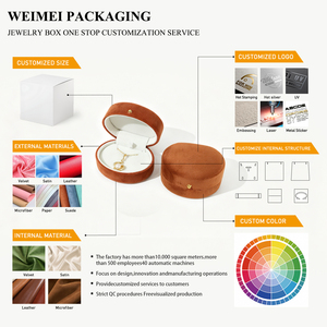 WEIMEI Factory Price Bulk Premium Round Velvet Jewelry Packaging for Wedding Engagement <b>Ring</b> Necklace Pendant Jewelry <b>Box</b> - Product Image 4