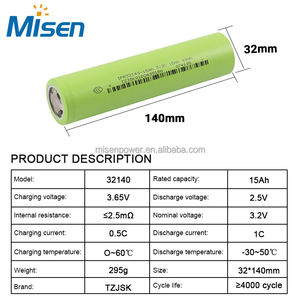 Baterai Lithium Iron Phosphate Grade A Silinder 32140 15Ah <span class=keywords><strong>3.2</strong></span> V LiFePO4 32140FS Li-Ion untuk Sepeda Listrik/Skuter 48V 72V - Product Image 2