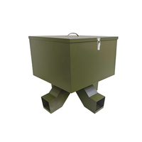 Mangeoire à cerfs en métal personnalisée JH-Mech, 80 lb, résistante aux intempéries, couvercle étanche avec verrouillage, quatre conduits d'alimentation, construction en acier allié.